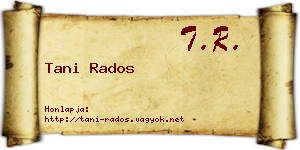 Tani Rados névjegykártya